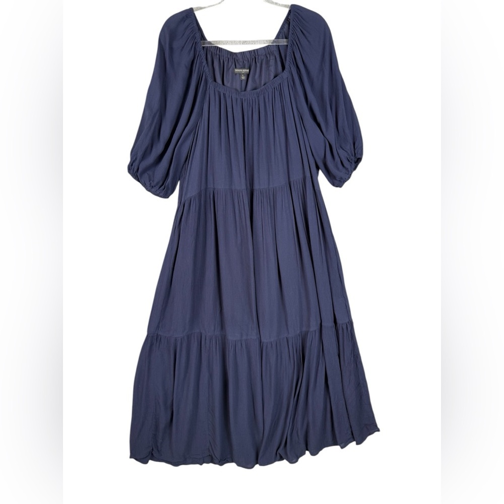 Banana republic navy peasant dress lined size large preowned